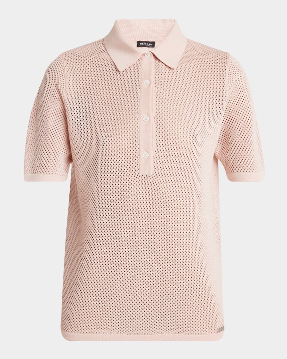 Perforated Knit Short-Sleeve Polo Shirt